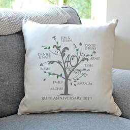 Personalised Ruby Anniversary Family Tree Cushion - thumbnail 1