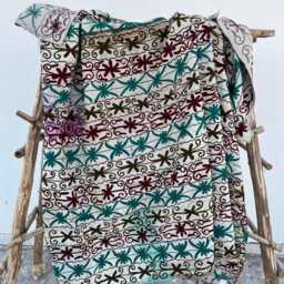 Traditional Vintage Suzani Kantha Quilt Hand Stitched Floral Cotton Reversible Bedspread Boho Throw - thumbnail 3