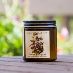 Hostess Gifts Scented Soy Candle Violet Bouquet, Natural Candles, Vegan, Flower Candle, 4 Oz, Floral Scent - thumbnail 2
