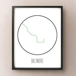 Baltimore, Maryland - Minimalist Metro Subway Art Print - thumbnail 2