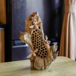 Wooden Bee Sculpture 10 Inch/25 cm, Table Decor, Statue, Nature Sculpture, Living Room, Home Room Gift For Her - thumbnail 2