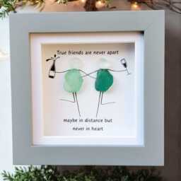 Sea Glass Friendship Wall Art - Sentimental Gift For Distance Friends, Quote Picture Besties - thumbnail 1