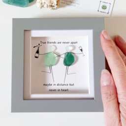 Sea Glass Friendship Wall Art - Sentimental Gift For Distance Friends, Quote Picture Besties - thumbnail 2