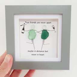 Sea Glass Friendship Wall Art - Sentimental Gift For Distance Friends, Quote Picture Besties - thumbnail 3