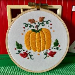 Pumpkin Embroidery - Autumn Wall Art - thumbnail 3