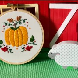 Pumpkin Embroidery - Autumn Wall Art - thumbnail 4