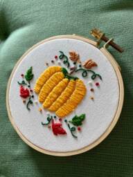 Pumpkin Embroidery - Autumn Wall Art