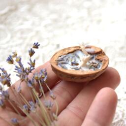 Lavender Floating Candles 5 Pcs Summer Decor Soy Candle Floral Tea Light Water Botanical Walnut Shell Bridal Beach Wedding Favors Gift - thumbnail 3