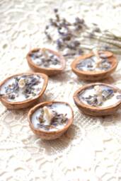 Lavender Floating Candles 5 Pcs Summer Decor Soy Candle Floral Tea Light Water Botanical Walnut Shell Bridal Beach Wedding Favors Gift - thumbnail 1