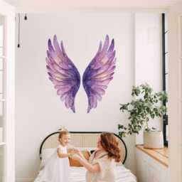 Purple Angel Wings Wall Stickers - Large Vinyl Art For Home, Bedroom, Living Room, Or Retail Spaces - thumbnail 3