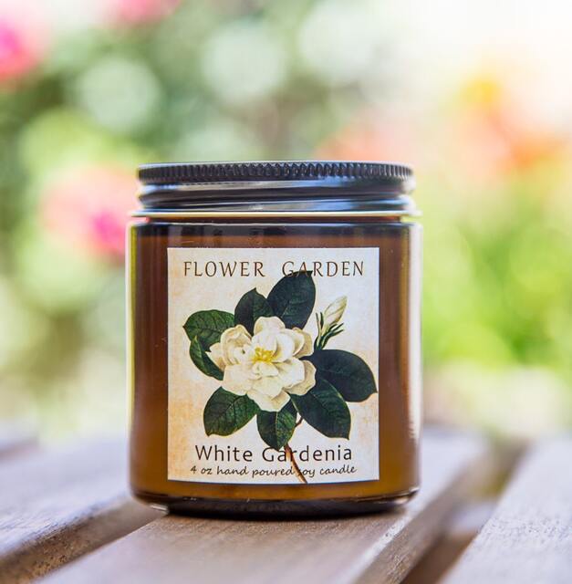 4 Oz White Gardenia Scented Candle, Natural Soy Candles, Mom Gift, Floral Candle - image 1