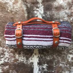 Genuine Leather Blanket Carrier - With Arm Strap Yoga Mat Carrier Customizable - thumbnail 2