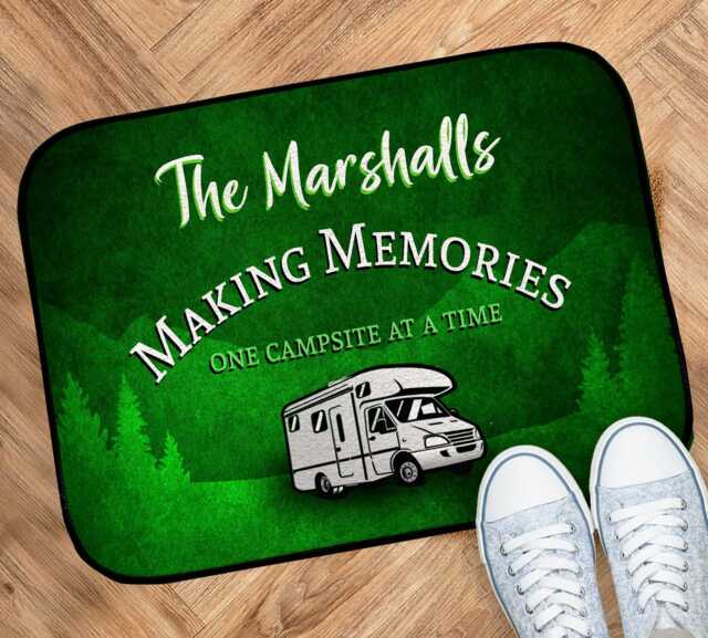 Personalised Campervan Motorhome Mat - Making Memories, Mobile Rv Door 44cm X 32cm Va Life Accessories - Matching Coasters Available - image 1