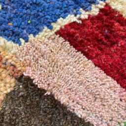 Handwoven Beni Ourain Wool Rug Moroccan Berber Carpet, Orange Accent - thumbnail 4