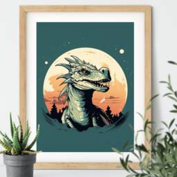 Sage Green Dragon Prints Set, Mythical Nursery Art - Unframed - thumbnail 2