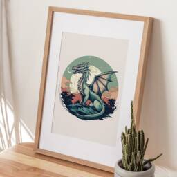 Sage Green Dragon Prints Set, Mythical Nursery Art - Unframed - thumbnail 4