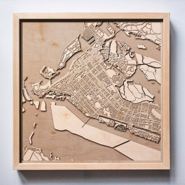 Abu Dhabi Wooden Map - Laser Cut City Streets, 3D Framed Wall Art - image 1