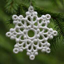 Set Of 3 Porcelain Christmas Ornaments. White Ceramic Tree Decoration - thumbnail 2
