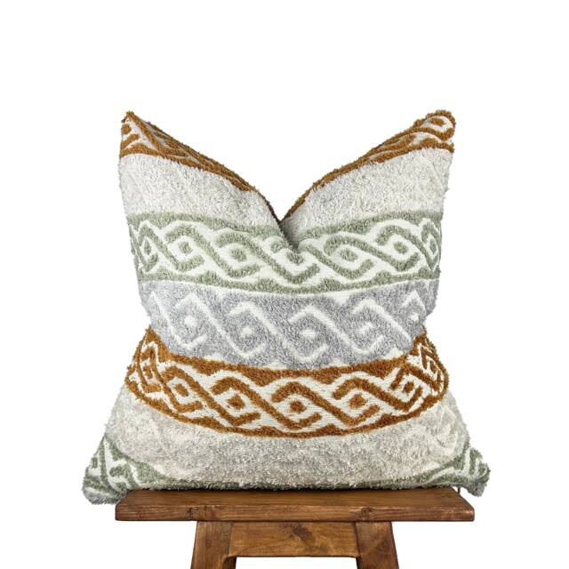 Cozy Earth Tone Pillow Cover, Euro Sham Cover 24x24, Lumbar Throw 12x20, Stripe Cushion Boho Couch Pillow, Accent - image 1