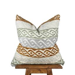 Cozy Earth Tone Pillow Cover, Euro Sham Cover 24x24, Lumbar Throw 12x20, Stripe Cushion Boho Couch Pillow, Accent - thumbnail 1