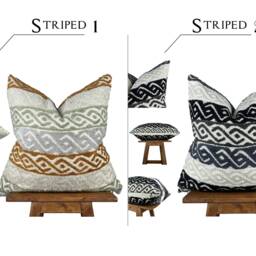 Cozy Earth Tone Pillow Cover, Euro Sham Cover 24x24, Lumbar Throw 12x20, Stripe Cushion Boho Couch Pillow, Accent - thumbnail 4