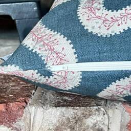1534. Hamilton Indigo/Soft Red Linen Look 100% Cotton Cushion Cover, Various Sizes - thumbnail 3