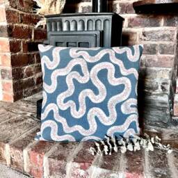 1534. Hamilton Indigo/Soft Red Linen Look 100% Cotton Cushion Cover, Various Sizes - thumbnail 2