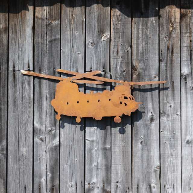 Rusty Metal Chinook Helicopter Wall Art, Aviation Gift