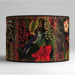 Vintage Floral Lampshade, Retro Style, Black Epoxy Metal Frame - thumbnail 3