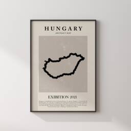 Hungary Map Vintage Abstract Wall Art Print Picasso + Matisse Inspired Travel Poster - thumbnail 1