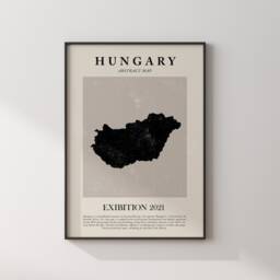 Hungary Map Vintage Abstract Wall Art Print Picasso + Matisse Inspired Travel Poster - thumbnail 3
