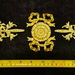 Pair Ornate Applique Gilt Or White French Style Decorative Floral Wall Furniture Onlay Moulding Pediment Plastic Decoration - thumbnail 3