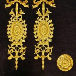 Pair Ornate Applique Gilt Or White French Style Decorative Floral Wall Furniture Onlay Moulding Pediment Plastic Decoration - thumbnail 2