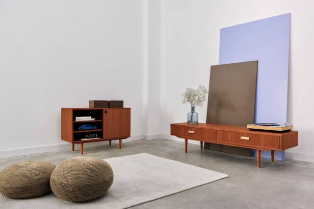 Mid-Century Sideboard, Dresser, Commode, Credenza Made Of Oak Vaneer - Teak Colour Livlo T-S16 - image 1
