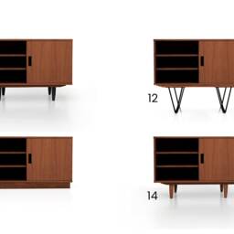 Mid-Century Sideboard, Dresser, Commode, Credenza Made Of Oak Vaneer - Teak Colour Livlo T-S16 - thumbnail 2