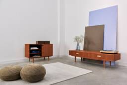 Mid-Century Sideboard, Dresser, Commode, Credenza Made Of Oak Vaneer - Teak Colour Livlo T-S16