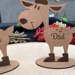 Personalised Freestanding Reindeer, Place Names Setting Decoration Family Christmas Decoration, Table Deco , Under The Tree - thumbnail 3