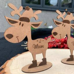Personalised Freestanding Reindeer, Place Names Setting Decoration Family Christmas Decoration, Table Deco , Under The Tree - thumbnail 2