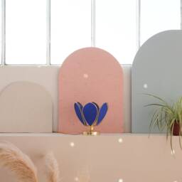 Flower Table Lamp - Royal Blue & Gold - thumbnail 2
