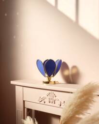 Flower Table Lamp - Royal Blue & Gold