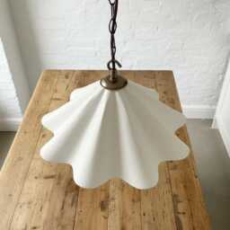 Handmade Plaster Pendant Light Sculptural Fluted Ceiling Light