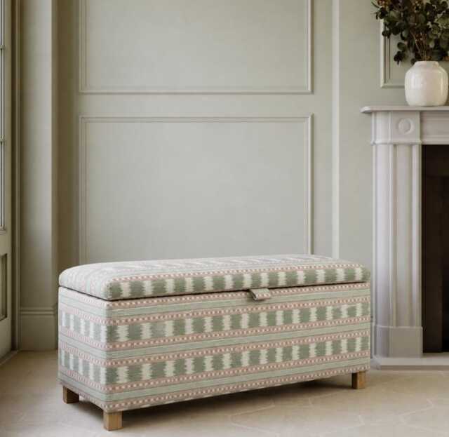 Ottoman in James Hare Paxton Pink/Green - image 1