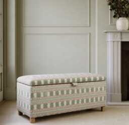Ottoman in James Hare Paxton Pink/Green - thumbnail 1
