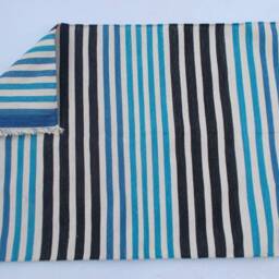 Multiple Sizes Cotton Stripes Handmade Blue & Black Rug - Beautiful Bilue Colour - thumbnail 2