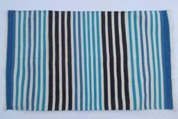 Multiple Sizes Cotton Stripes Handmade Blue & Black Rug - Beautiful Bilue Colour - thumbnail 1
