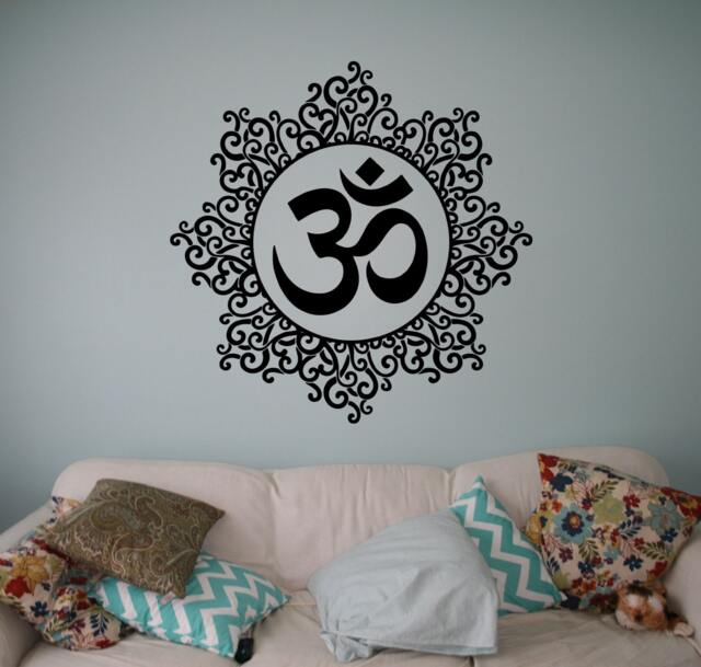 Om Mandala Wall Vinyl Decal Sticker Yoga Studio Decor Ohm Symbol Living Room Murals Housewares 33(Yga - image 1