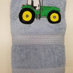 Personalised Green Tractor Face Cloth Easter Christmas Gift Present Add Name Embroidered Flanne Stocking Filler - thumbnail 3