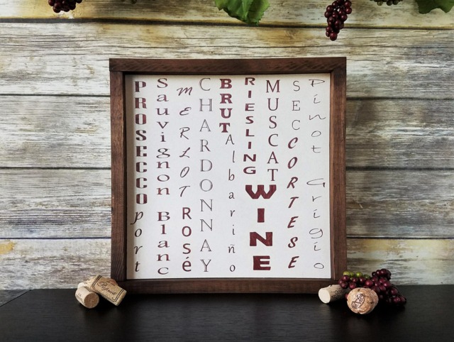 Framed Winery Wall Decor, Wine Sign, Style, Wooden Home Bar Art, Collage Kitchen Signs - image 1