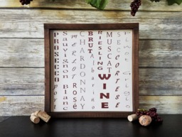 Framed Winery Wall Decor, Wine Sign, Style, Wooden Home Bar Art, Collage Kitchen Signs - thumbnail 1