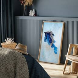 Armenia Map Shades Of Blue & Silver Wall Art Print - thumbnail 2